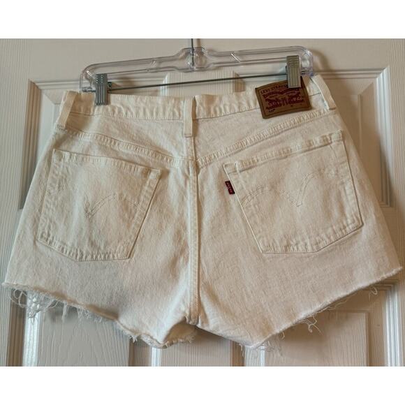 Levi's Premium 501 High Rise Original Cutoff Shorts Off White Size 30 - Picture 15 of 15